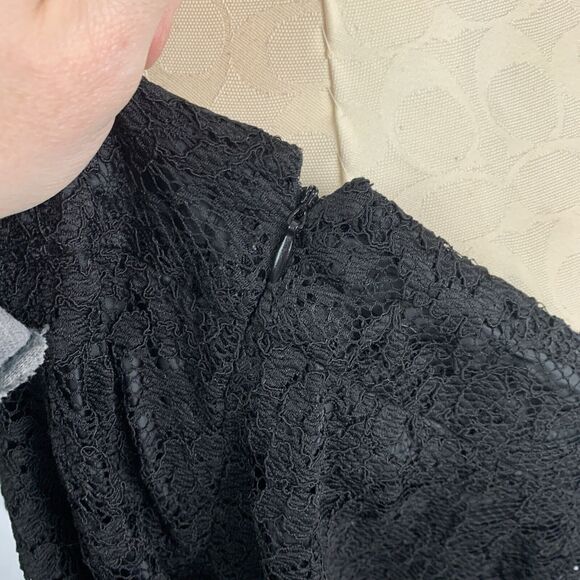 14 Covington Back Zip Skirt Lace Overlay Women's Black Knee Length (23") - Picture 6 of 8